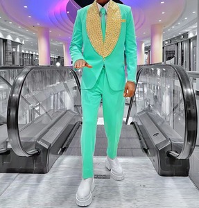Personalizado verde <span class=keywords><strong>hombres</strong></span> trajes de boda elegante vestido de novia fumar esmoquin chaqueta Terno Delgado novio verde trajes <span class=keywords><strong>para</strong></span> <span class=keywords><strong>hombres</strong></span> - Product Image 5
