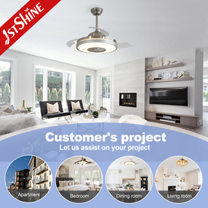 1stshine LED ventilateur de plafond vente chaude HIFI haut-parleur télécommande intelligent ventilateur de plafond rétractable avec lumière RVB - Product Image 4