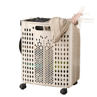 Panier à linge sale pliable moderne en PP durable avec roulettes, grande capacité, stockage alimentaire sécurisé pour la maison et la salle de bain