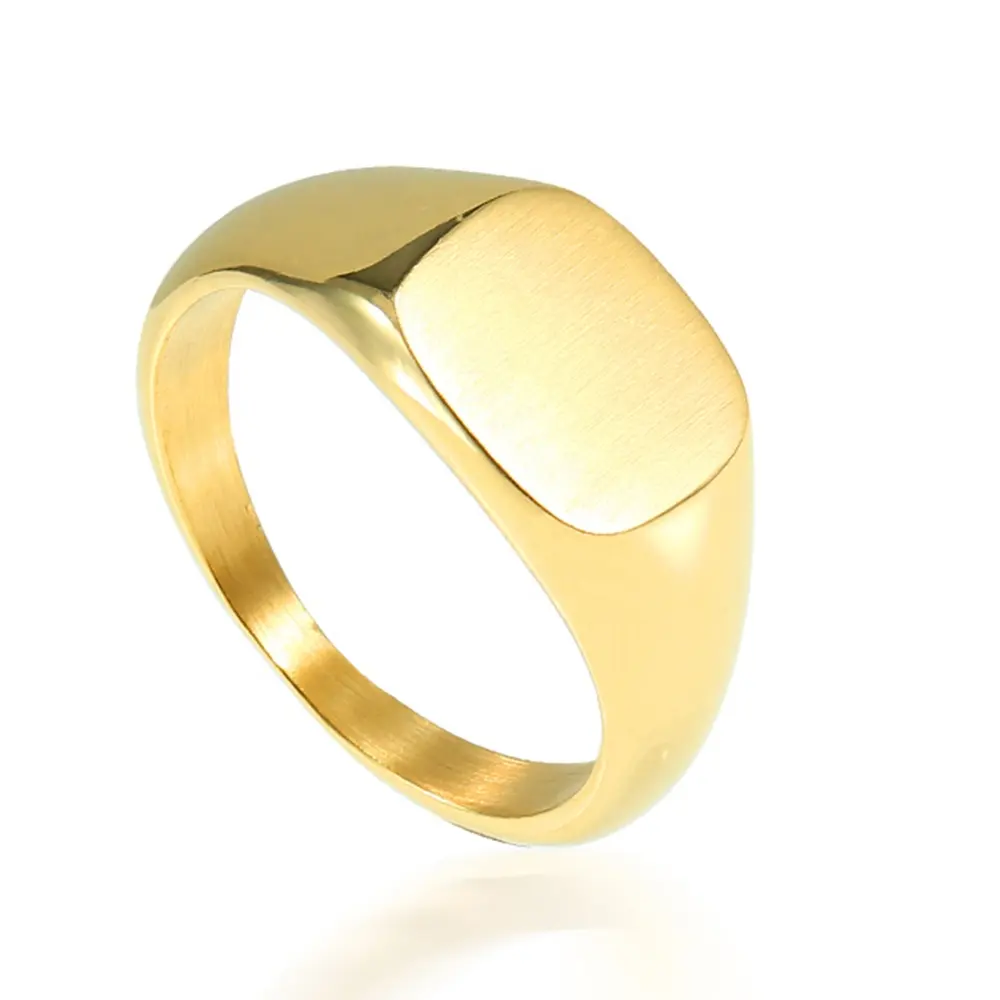 Großhandel modische Männer Solid Signet Ring Band Silber Gold Edelstahl Blank Chunky Fingerring für Damen Mädchen