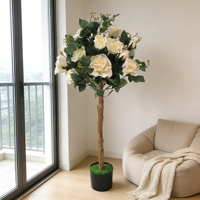 Vente en gros de cadeaux de mariage, arbre de roses artificielles, fleurs en soie artificielles, arbre pour décoration intérieure et extérieure, maison, bureau, arrangements floraux