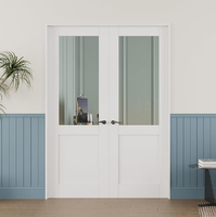 Porte intérieure moderne à battant français, 24"x 80", 1 vitre double transparente, noyau massif blanc, non finie, pour garde-manger, placard, chambre