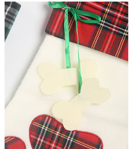 Nouvelle décoration de noël fournitures chien patte chaussettes dessin animé chat os cadeau chaussettes plaid cadeau sacs décoration de la maison - Product Image 6