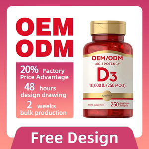 Custom <span class=keywords><strong>Vitamin</strong></span> <span class=keywords><strong>D3</strong></span> Softgel Capsules <span class=keywords><strong>10000</strong></span> IE Hoge Potentie Voedingssupplement voor Ondersteuning van de Immuun- en Botgezondheid - Product Image 1
