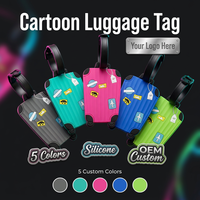 Étiquette de bagage transparente en silicone écologique personnalisée pour enfants, sac d'école, tortue, cadeau, vente en gros OEM