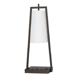 Lampe de table en lin blanc nickel brossé Candlewood Suites avec prise de courant intégrée, lampe de chevet LED moderne pour hôtel, lampe de nuit - Product Image 4