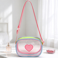 Sac bandoulière esthétique transparent petit format, approuvé TSA pour le stade, en PVC/TPU, avec motif cœur mignon, pour enfants, filles, femmes, idéal comme cadeau