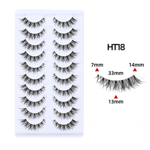 10 Pairs Fox Eye Cat Eye False <b>Eyelashes</b> Clear Invisible Band Natural Dense Self Grafting Strip Lashes For Daily Party Makeup - Product Image 2