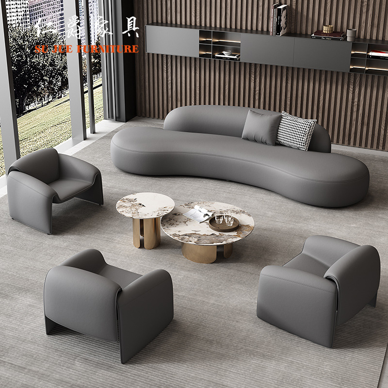 โซฟายาว 280 ซม. และชุดโต๊ะกาแฟ 111 ซม. สีเทา