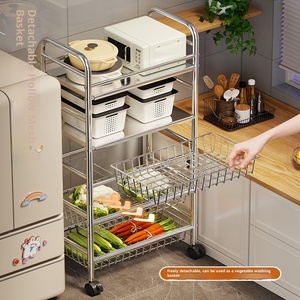 Étagère de rangement multi-niveaux pour fruits et légumes en acier inoxydable, <span class=keywords><strong>design</strong></span> minimaliste moderne, compatible <span class=keywords><strong>micro</strong></span>-<span class=keywords><strong>ondes</strong></span> - Product Image 3