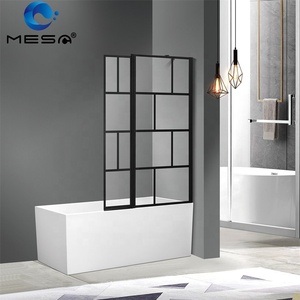 Paroi de douche pour <span class=keywords><strong>baignoire</strong></span> avec porte coulissante en verre à fermeture douce et cadre en aluminium <span class=keywords><strong>noir</strong></span> - Product Image 5