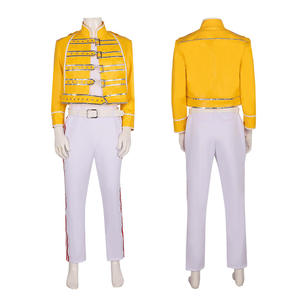 Disfraz de Cosplay de Queen Unisex Inspirado en Freddie Mercury, Chaqueta de Cuero Amarilla, Pantalones, Traje de Carnaval de Halloween, Disfraz de Cantante Principal de Queen - Product Image 2