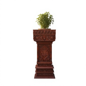 Soporte de Tulsi de madera hecho a medida para Pooja decoración del hogar último diseño interior tradicional alto tallado madera de teca Puja soporte Decoración - Product Image 6