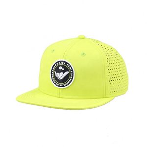 Casquettes de baseball sportives à visière plate, nouvelle conception tendance, imperméables, découpées au laser, avec trous personnalisés, vert fluorescent néon, <span class=keywords><strong>snapback</strong></span> - Product Image 1