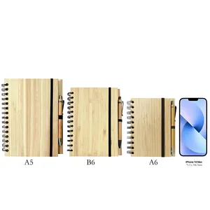 Einfache Multi-Größen A5 Holz Bambus Hardcover Journal umwelt freundliches Notizbuch Modern mit Logo für Schule und Geschäft