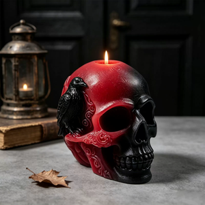 Molde de silicona para velas aromáticas con diseño de <span class=keywords><strong>cuervo</strong></span> y calavera, molde para manualidades de yeso con temática oscura de Halloween, molde para hacer adornos artesanales para amantes de lo hecho a mano - Product Image 3
