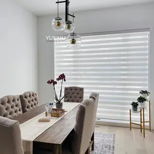 High Quality Blackout Pure Color White Living Room Window Blinds Manual Safe Wand Zebra Blinds Supplier