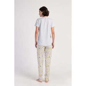 Ensemble de pyjama pour femmes, durable, col rond, manches courtes, ovale, fermeture boutonnée et taille élastique, logo personnalisable pour vêtements de maison - Product Image 1