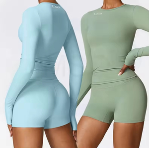 Vêtements de sport personnalisés pour femmes : hauts à col rond, leggings de fitness, ensembles de course et de yoga à manches longues - Product Image 6
