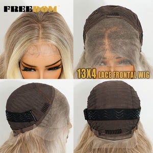 Freedom 13x4 perruque avant en dentelle synthétique pour femmes 30 pouces de Long vague de corps pour Ombre brun blond point culminant <span class=keywords><strong>Cosplay</strong></span> perruques petit - Product Image 6