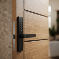 Modern Horizontal Grooved Oak Wood Front Door Contemporary Natural Timber Apartment Entrance Door