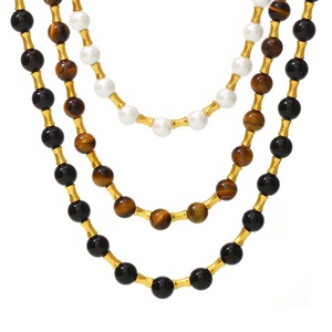 Collier en perles d'acier inoxydable neuf, fait main, perles DIY, bijoux de mode imperméables, collier en acier inoxydable - Product Image 2