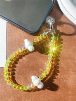 Cordon court en alliage de zinc avec perles de cristal nuage – Design mignon et charmant, portable et durable pour téléphones portables et sacs