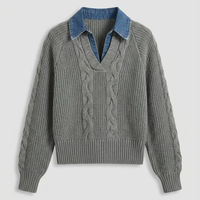 Pull tricoté tressé personnalisé FNJIA pour femme – Chandail uni élégant et chaud pour l'hiver