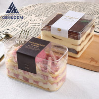 Boîtes d'emballage de dessert en plastique transparent écologique personnalisées pour tiramisu, sushi, bonbons, gâteaux, chocolat, boîte cadeau, nourriture