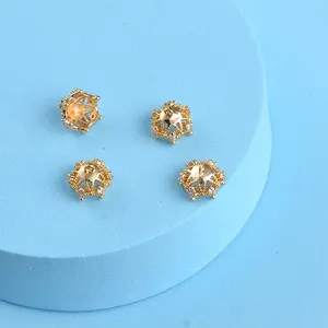 Steentjes Decoratieve Spacer Kralen 18K Vergulde Holle Bloem Bead Caps Messing Voor Oorbel Sieraden Maken Bevindingen