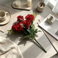 Roses artificielles faites à la main pour la décoration de la maison, mariage, Saint-Valentin, Thanksgiving, remise de diplôme, fête des mères - Vert