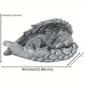 Statua Commemorativa Personalizzabile in Resina a Forma di Cane Angelo (Disponibile negli USA) - Design con Ali e Nido, Opzione Incisione, Ideale per Decorazione Domestica - Product Image 6