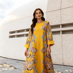 Abaya élégante en polyester imprimé de luxe pour femmes musulmanes, robe de soirée personnalisée, fournisseur en gros, OEM - Product Image 1