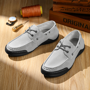 Chaussures <span class=keywords><strong>bateau</strong></span> pour hommes, mocassins de conduite, chaussures plates en faux daim de vache et <span class=keywords><strong>nubuck</strong></span>, basses à lacets, faites à la main, légères, à talon plat, pour la marche et les affaires - Product Image 4