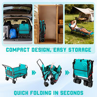 Chariot de camping pliable à quatre roues pour le rangement extérieur / Chariot de camping super robuste et portable en acier carbone Oxford