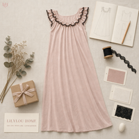 Nouvelle Robe de Nuit Longue en Coton Lavé pour l'Été, Sexy, à Lacets et Dos Nu, pour Femme, Décontractée, pour la Maison et la Détente