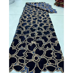 Tissu en Dentelle Brodé, Velours, <span class=keywords><strong>Tulle</strong></span> Tissé, Broderie à la Feuille, Dentelle Guipure Française - Product Image 5