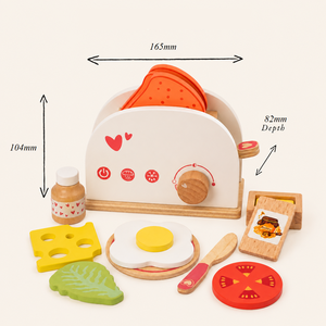 Ensemble de jouets de <span class=keywords><strong>cuisine</strong></span> <span class=keywords><strong>en</strong></span> <span class=keywords><strong>bois</strong></span> éducatif pour enfants, jeu d'imitation petit-déjeuner, simulation de nourriture, grille-pain pop-up, <span class=keywords><strong>jouet</strong></span> Montessori - Product Image 3