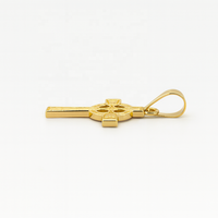 Colgante de Cruz Celta Cristiana en Oro Pulido de 14K, Joyería Fina Religiosa, Uso Diario Unisex para Mujeres, Hombres y Niñas