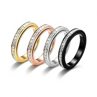 Cincin Fidget Anti-Kecemasan 4mm, Hilangkan Kecemasan Anda, Cincin Spinner Baja Anti Karat, Cincin Zirkonia Kubik, Perhiasan, Hadiah