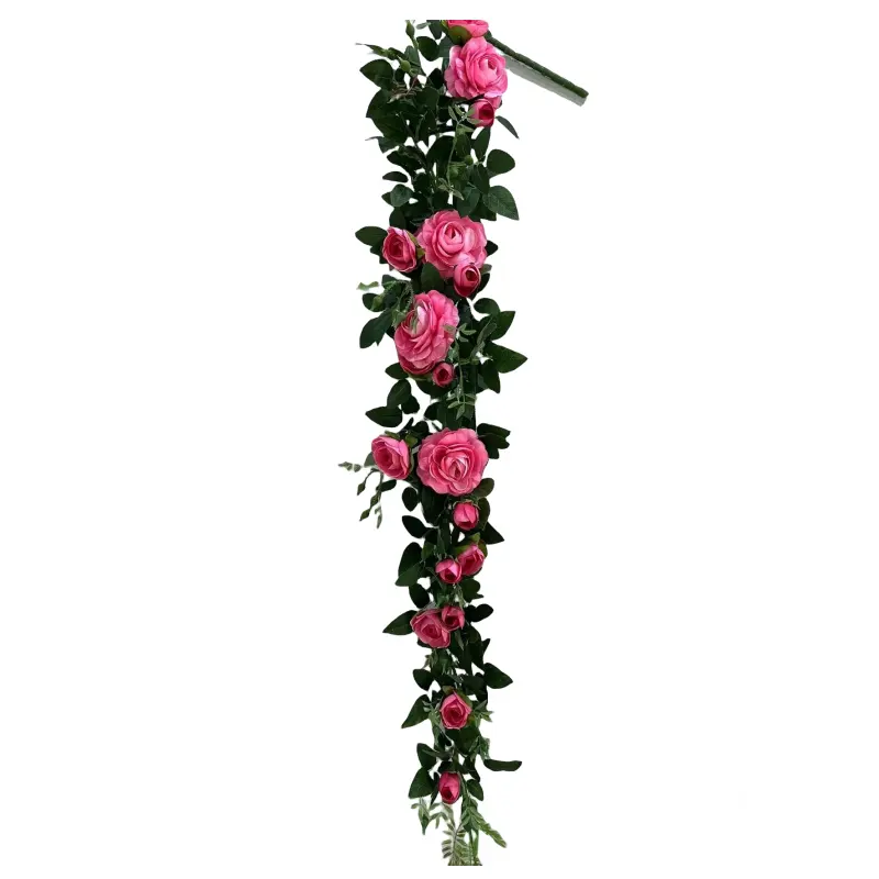 Bunga mawar buatan, dekorasi rumah bunga mawar romantis, latar belakang bunga gantung