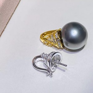 DIY Pearl Accessories S925 <b>Silver</b> Pendant Empty Holder with Concealer Clasp 11-14mm Round <b>Bead</b> 31332 Jewelry Findings Components - Product Image 2