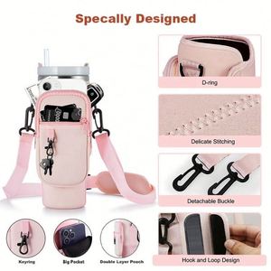 Sac de transport pour bouteille d'eau recyclable, sac isotherme personnalisé en néoprène pour bouteille d'eau avec bretelles réglables - Product Image 2