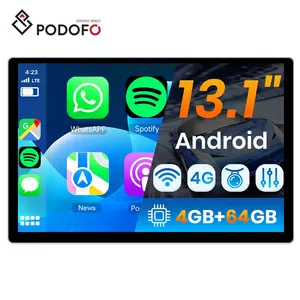 Podofo 8-core 13.1'' 4+64GB QLed 2K Large Touch Screen Android Car Stereo CarPlay Car Radio Android Auto WiFi 4G GPS DSP RDS