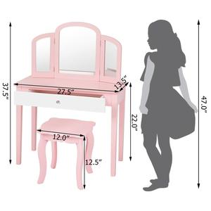<span class=keywords><strong>Tocador</strong></span> de madera moderno para niños, juego de <span class=keywords><strong>tocador</strong></span> rosa con espejo giratorio de 360 grados para juegos de simulación y uso en el dormitorio de las <span class=keywords><strong>niñas</strong></span> - Product Image 5
