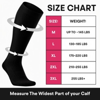 Chaussettes de compression respirantes en bambou, hauteur genou, anti-humidité, service OEM, 15-20 mmHg