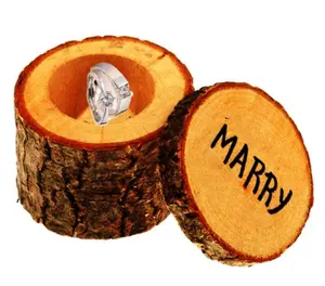 나무로 되는 자연적인 나무 그루터기 작은 절묘한 포장 상자 보석 전시 반지 상자 둥글거나 주문을 받아서 만들어진 결혼식 또는 축제, 가정