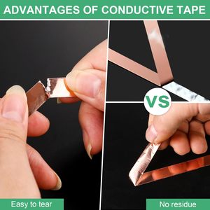 Cinta <span class=keywords><strong>de</strong></span> Cobre, Cinta <span class=keywords><strong>de</strong></span> Cobre <span class=keywords><strong>de</strong></span> Doble Cara Conductiva con Adhesivo para Blindaje EMI, Circuitos <span class=keywords><strong>de</strong></span> Papel, Reparaciones Eléctricas, Conexión a Tierra - Product Image 2