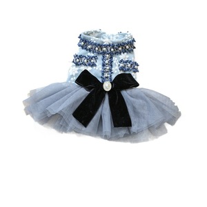 Ropa para Mascotas, Vestido para Perro o Gato, Color Gris Azulado, Falda de Tul Bordada, Estilo Princesa, para las Cuatro Estaciones - Product Image 5