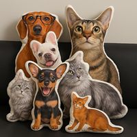 Coussin personnalisé en forme de photo de votre animal de compagnie – Oreiller imprimé par sublimation avec visage de chien ou de chat – Coussin rembourré avec portrait d'animal